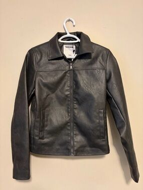 Garage Black Faux Leather Worker Jacket